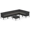 vidaXL 8 Piece Garden Lounge Set with Cushions Poly Rattan Black