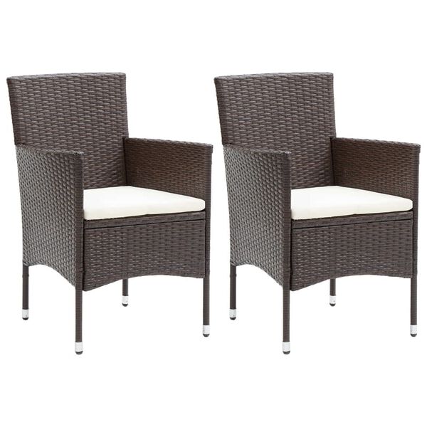 vidaXL 3 Piece Garden Dining Set with Cushions Poly Rattan Brown
