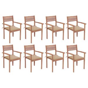 vidaXL Stackable Garden Chairs with Cushions 8 pcs Solid Teak Wood