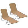 vidaXL Folding Sun Loungers 2 pcs Steel and Fabric Taupe