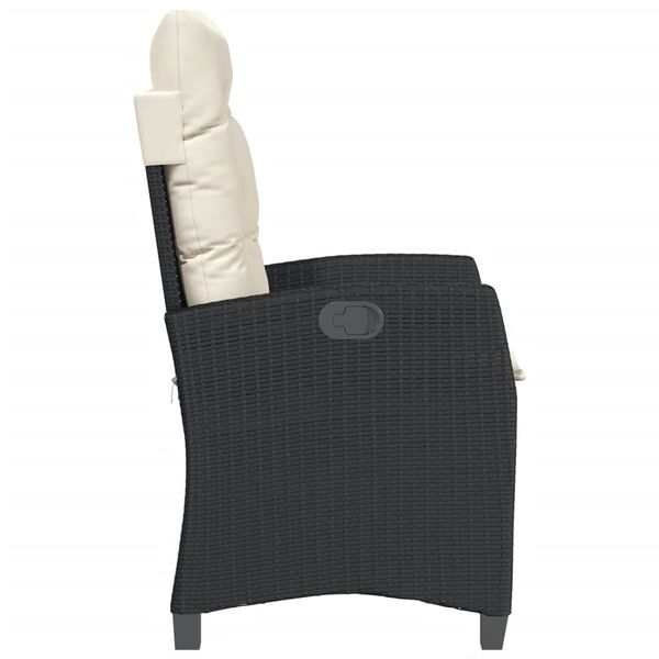 vidaXL Reclining Garden Chair with Cushions Black Poly Rattan