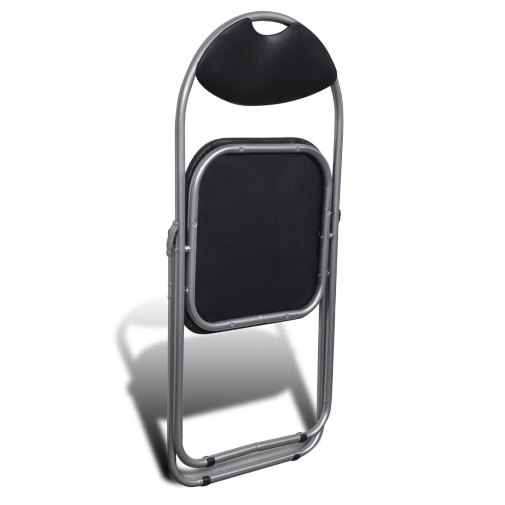 vidaXL Folding Dining Chairs 6 pcs Black Faux Leather and Steel