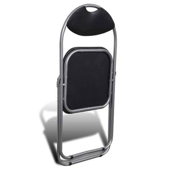 vidaXL Folding Dining Chairs 6 pcs Black Faux Leather and Steel