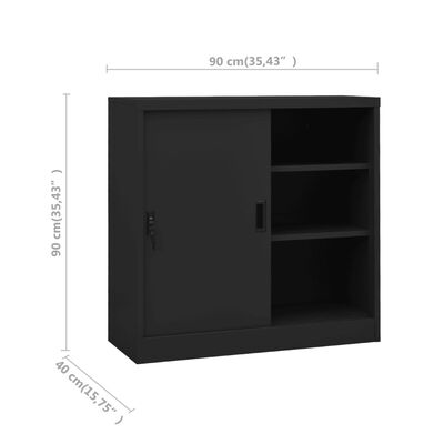 vidaXL Office Cabinet with Sliding Door Anthracite 90x40x90 cm Steel