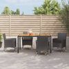 vidaXL 5 Piece Garden Dining Set with Cushions Black Poly Rattan