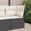 vidaXL Garden Sofa Corner with Cushions Black Poly Rattan