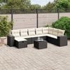 vidaXL 8 Piece Garden Sofa Set with Cushions Black Poly Rattan