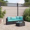 vidaXL 4 Piece Garden Sofa Set with Cushions Black Poly Rattan