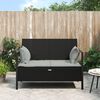 vidaXL 2-Seater Garden Bench with Cushions Black Poly Rattan