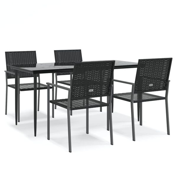 vidaXL 5 Piece Garden Dining Set Poly Rattan and Steel