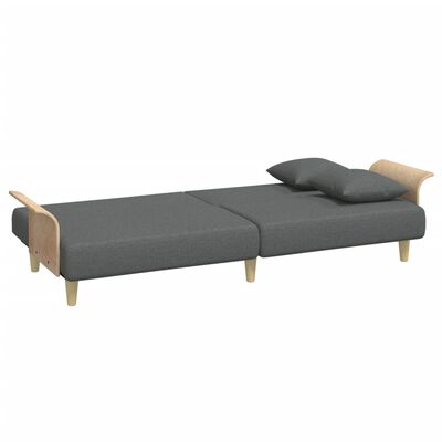 vidaXL 2-Seater Sofa Bed with Pillows and Footstool Dark Grey Velvet