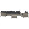 vidaXL 7 Piece Garden Lounge Set with Cushions Grey Poly Rattan