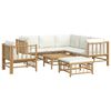vidaXL 8 Piece Garden Lounge Set with Cream White Cushions Bamboo