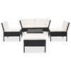 vidaXL 6 Piece Garden Lounge Set with Cushions Poly Rattan Black