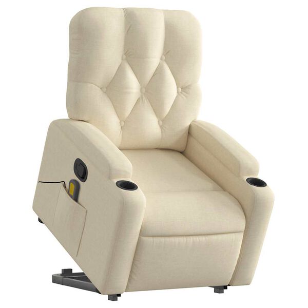 vidaXL Stand up Massage Recliner Chair Cream Fabric