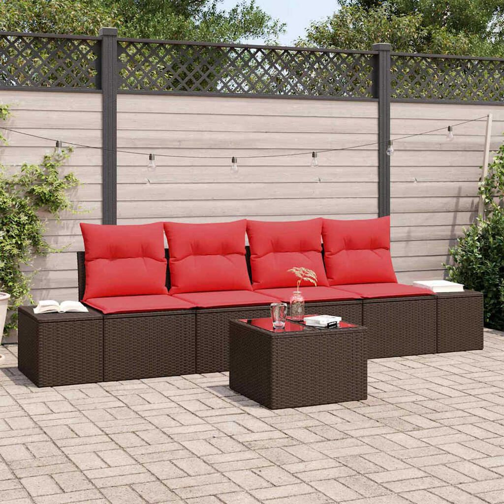 vidaXL Garden Sofa Set 5 pcs Brown Poly rattan