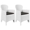 vidaXL Garden Chairs 2 pcs with Cushion White Plastic Rattan Look