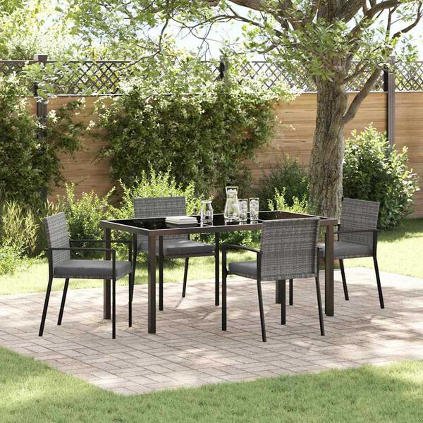 vidaXL Garden Dining Set 5 pcs Grey Powder-Coated Steel