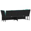 vidaXL Garden Sofa with Cushions Black Poly Rattan