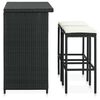 vidaXL 3 Piece Bar Set Poly Rattan Black