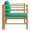 vidaXL Garden Sofa with Green Cushions Bamboo
