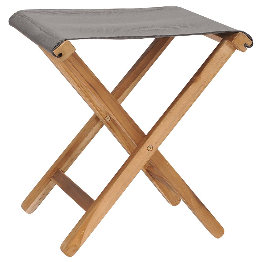 vidaXL Folding Chairs 2 pcs Solid Teak Wood and Fabric Dark Grey