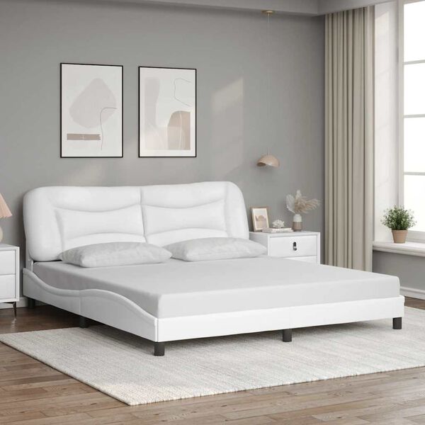 vidaXL Bed Frame without Mattress "Hvar" White 183x213 cm Faux Leather