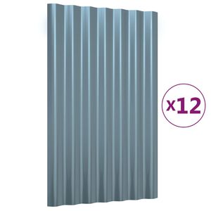 vidaXL Roof Panels 12 pcs Galvanised Steel Grey 60x36 cm