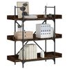 vidaXL Bookcase 3-Tier Smoked Oak 100x33x108.5 cm Engineered Wood