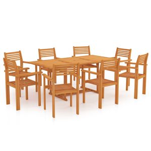 vidaXL 9 Piece Garden Dining Set Solid Teak Wood