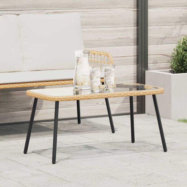 vidaXL Coffee Table Natural 90x45x42 cm Poly Rattan
