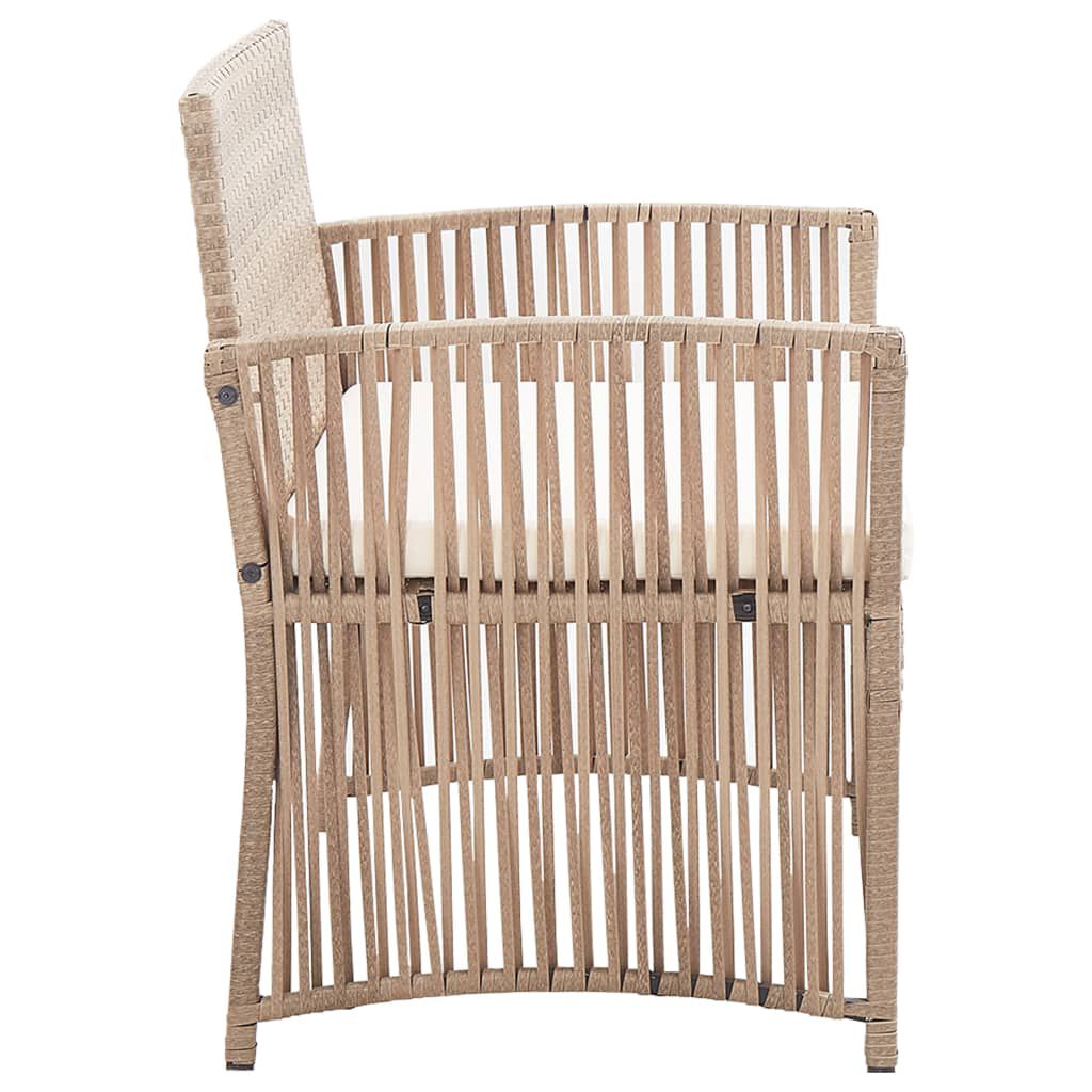 vidaXL 4 Piece Garden Lounge Set with Cushion Poly Rattan Beige