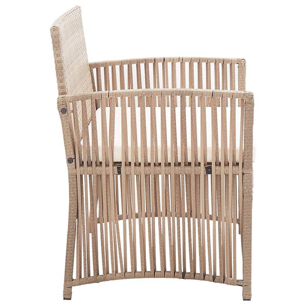 vidaXL 4 Piece Garden Lounge Set with Cushion Poly Rattan Beige
