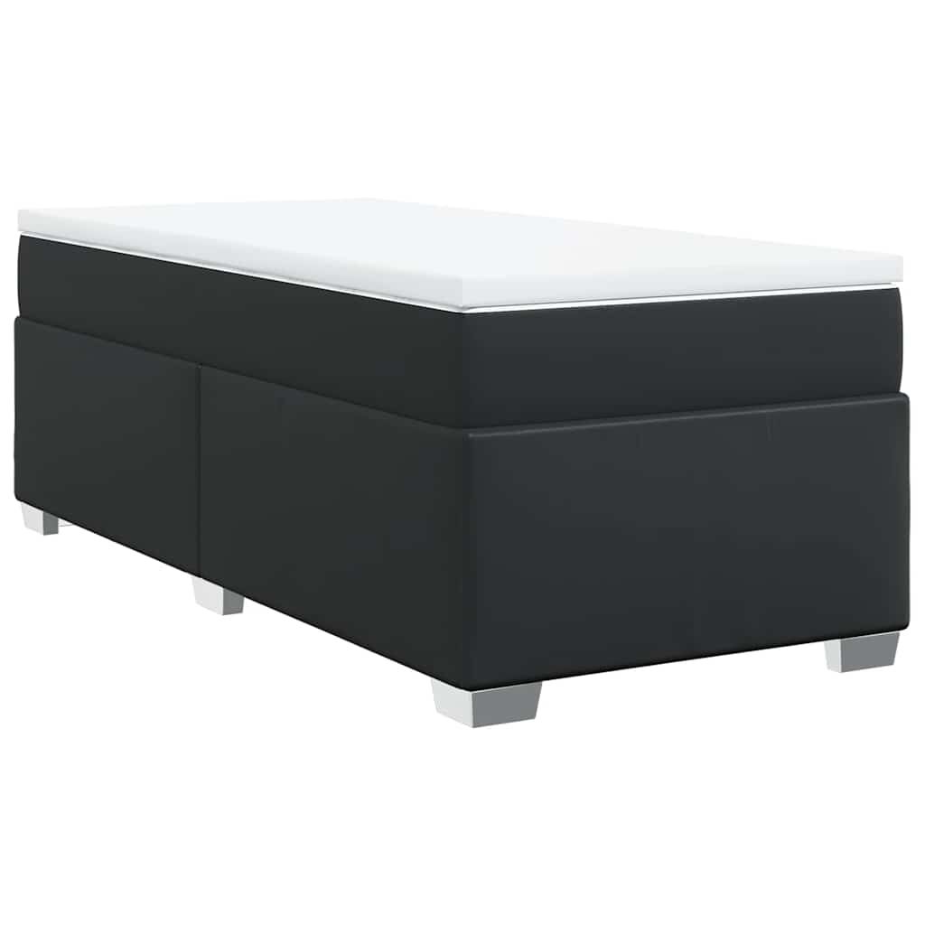 vidaXL Box Spring Bed with Mattress Black Twin XL Faux Leather