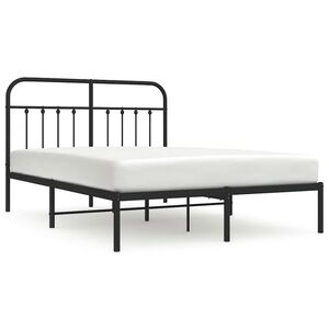 vidaXL Metal Bed Frame without Mattress with Headboard Black 135x190cm
