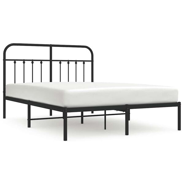 vidaXL Metal Bed Frame without Mattress with Headboard Black 135x190cm