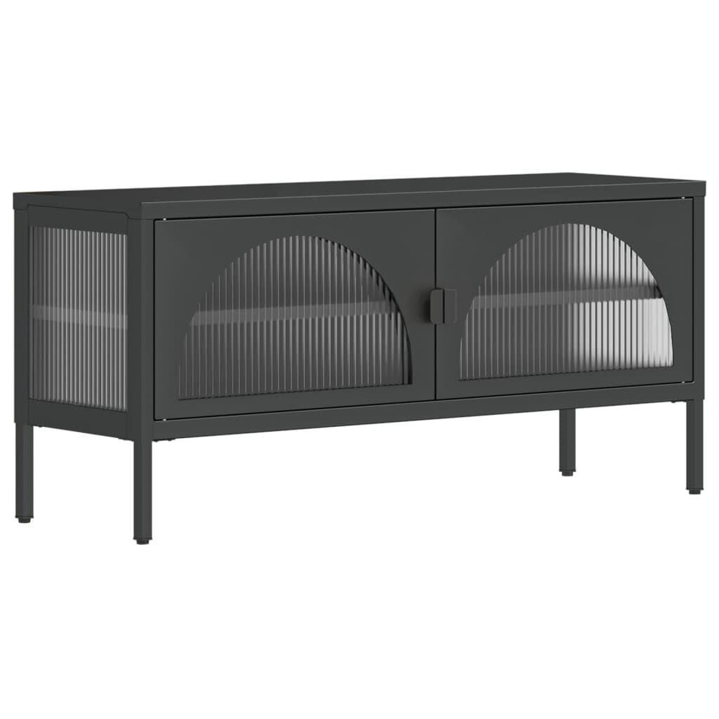 vidaXL TV Cabinet Black 105x35x50 cm Glass and Steel