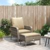 vidaXL Garden Chair with Footstool Light Brown Poly Rattan