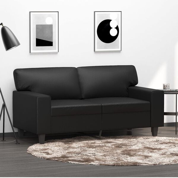 vidaXL 2-Seater Sofa Black 120 cm Faux Leather