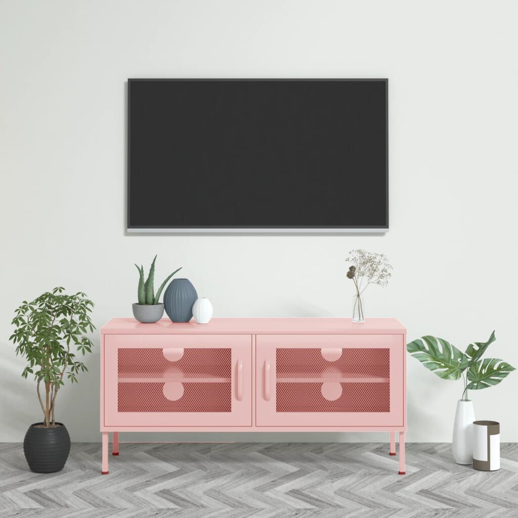 vidaXL TV Cabinet Pink 105x35x50 cm Steel