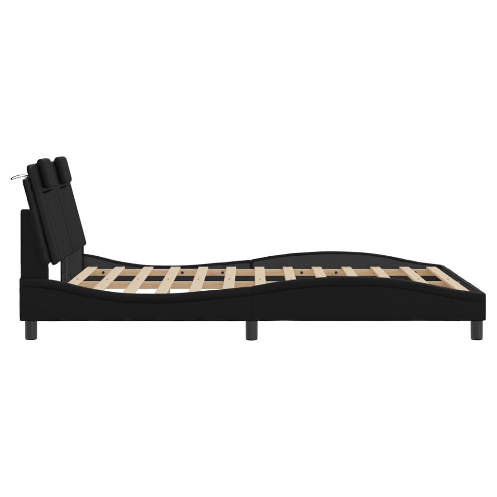vidaXL Bed Frame without Mattress Black 137x187 cm Double Faux Leather