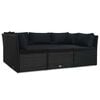 vidaXL 4 Piece Garden Lounge Set with Cushions Poly Rattan Black