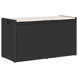 vidaXL Outdoor Storage Bench with Cushion Black 100 cm Poly Rattan
