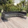 vidaXL 9 Piece Garden Lounge Set with Cushions Poly Rattan Grey