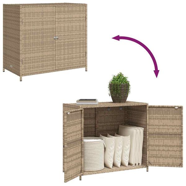 vidaXL Garden Storage Cabinet Beige 83x45x76 cm Poly Rattan