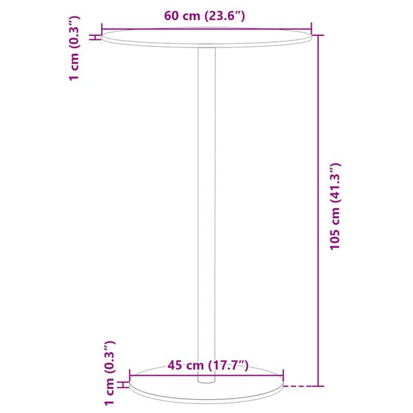 vidaXL Garden Table Round Black Ø60x105 cm Steel