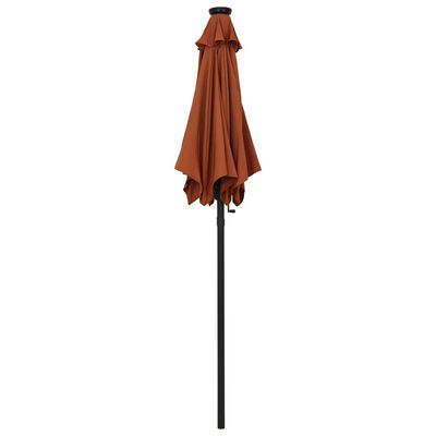 vidaXL Garden Parasol with LED Lights Terracotta 200x211 cm Aluminium