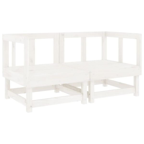vidaXL 7 Piece Garden Lounge Set White Solid Wood Pine