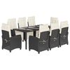 vidaXL 9 Piece Garden Dining Set with Cushions Black Poly Rattan