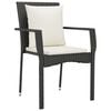 vidaXL Garden Dining Set with Cushion 5 pcs Black Poly Rattan